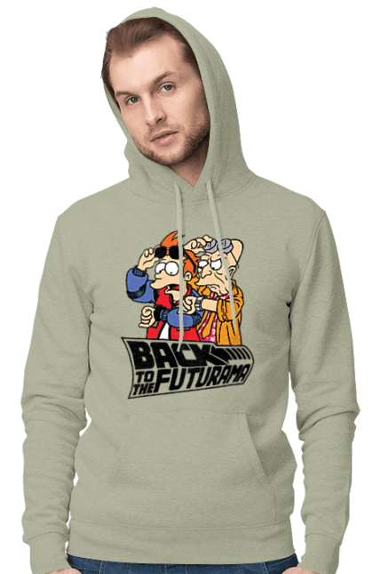 Мужское худи с принтом Футурама. Fry, futurama, hubert farnsworth, комедия, мультсериал, профессор, сатира, фрай, футурама, хьюберт фарнсворт. 2070702