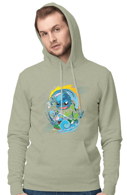 Men's hoodie with prints Pokemon Squirtle. Anime, games, nintendo, pokemon, pokemon go, squirtle. 2070702