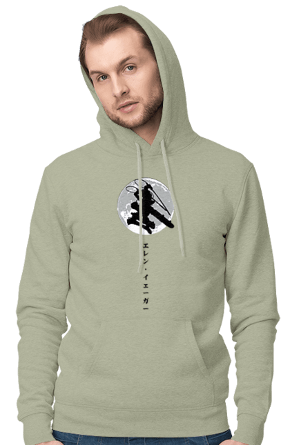 Men's hoodie with prints Attack on Titan Eren. Action film, anime, attack on titan, dark fantasy, drama, eren, eren jaeger, manga, post-apocalyptic. 2070702