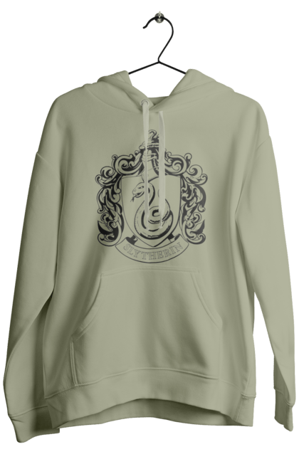 Men's hoodie with prints Harry Potter Slytherin. Faculty, franchise, harry potter, hogwarts, slytherin. 2070702