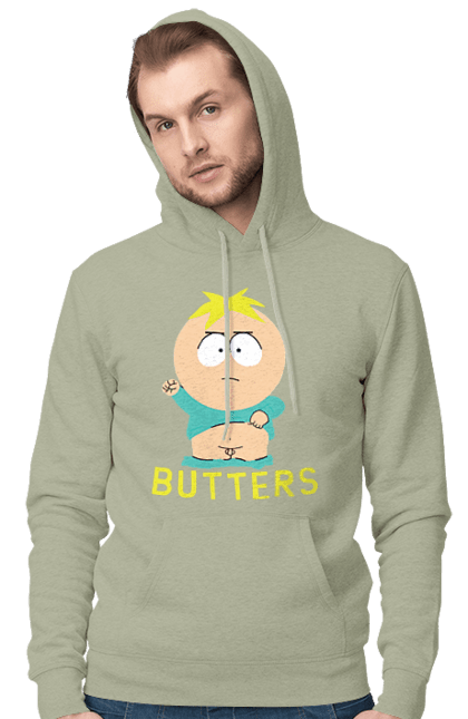 Мужское худи с принтом Южный Парк Баттерс. Butters, south park, баттерс, мультфильм, южный парк. 2070702