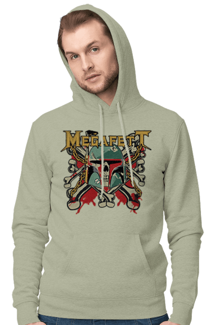 Men's hoodie with prints Megafett. Bob fett, boba fett, clone, head hunter, megadeth, megafett, star wars. 2070702