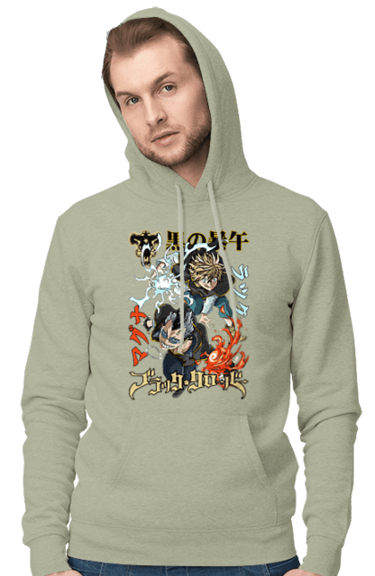 Men's hoodie with prints Black Clover Magna Swing and Luck Voltia. Anime, black clover, luck voltia, magna swing, manga, wizard king. 2070702