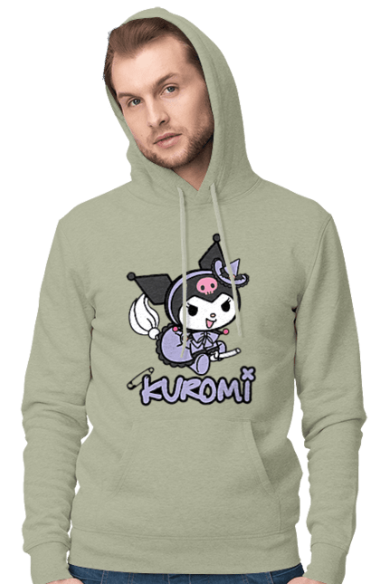 Men's hoodie with prints Hello Kitty Kuromi. Anime, character, hello kitty, kuromi, my melody, sanrio. 2070702