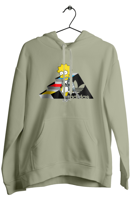 Мужское худи с принтом Adidas Лиза. Adidas, lisa, simpson, адидас, лиза, лиса симпсон, мультсериал, персонаж, сериал, симпсон. 2070702