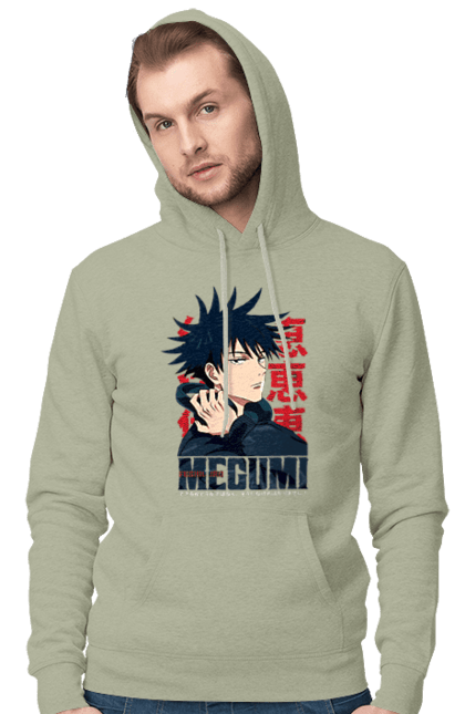 Мужское худи с принтом Магическая битва Мегуми. Anime, fushiguro, fushiguro megumi, jujutsu kaisen, manga, megumi, аниме, магическая битва, манга, мегуми. 2070702