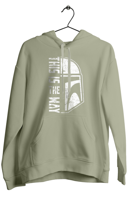 Men's hoodie with prints This is the way. Baby yoda, cinema, disney, distressed, mandalorian, mandalorian helmet, movies, star wars, television series. 2070702