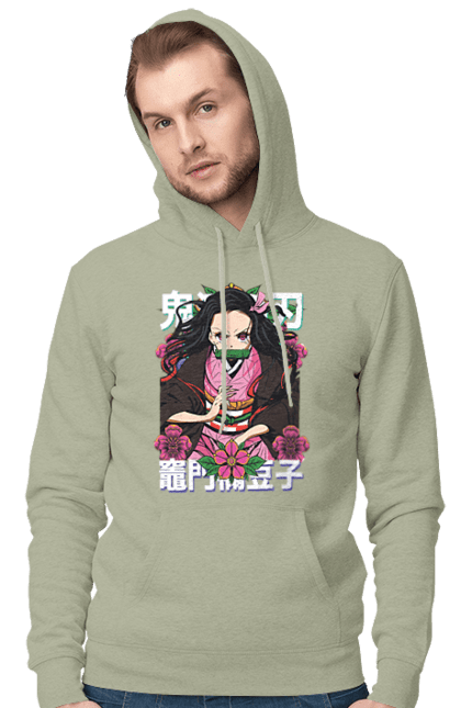 Men's hoodie with prints Demon Slayer Nezuko. Anime, demon slayer, kimetsu no yaiba, manga, nezuko, serial. 2070702