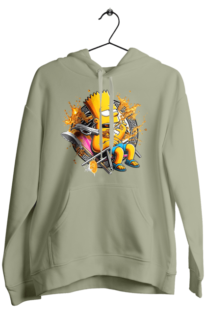 Men's hoodie with prints Bart Simpson Versace. Bart, cartoon, serial, simpson, versace. 2070702