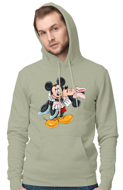 Мужское худи с принтом Микки Маус и Минни Маус. Mickey mouse, minnie mouse, дисней, микки, микки маус, минни маус, мультфильм. 2070702