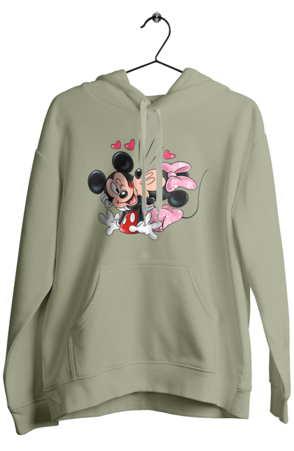 Men's hoodie with prints Mickey Mouse and Minnie Mouse. Cartoon, disney, mickey, mickey mouse, minnie mouse. 2070702