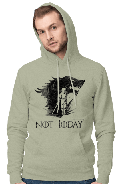 Men's hoodie with prints Game of Thrones Arya. Arya, game, got, not today, stark, starks, thrones, tv show, wolf, wolves. 2070702