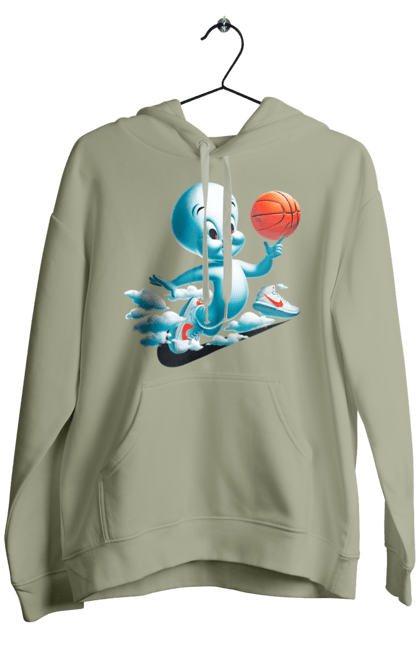 Men's hoodie with prints Casper. Ball, basketball, casper, ghost, movie, sneakers, sport. 2070702