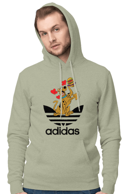 Мужское худи с принтом Adidas Скуби Ду. Adidas, scooby-doo, адидас, мультсериал, сериал, скуби-ду, собака. 2070702