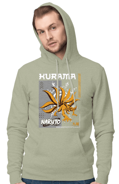 Men's hoodie with prints Naruto Kurama. Anime, character, kurama, manga, naruto, ninja, tv series. 2070702