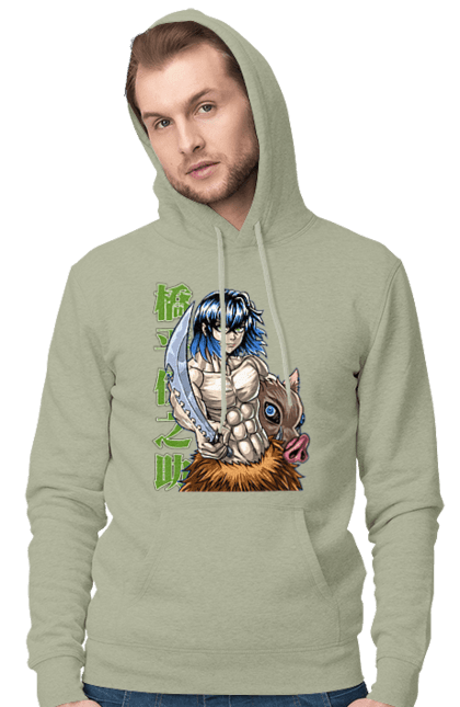 Men's hoodie with prints Demon Slayer Inosuke. Anime, demon slayer, inosuke, inosuke hashibira, kimetsu no yaiba, manga. 2070702