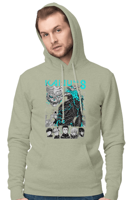 Men's hoodie with prints Kaiju № 8 Kafka Hibino. Anime, hibino kafka, kafka hibino, kaiju, kaiju 8, kaiju 8, kaiju № 8, manga. 2070702