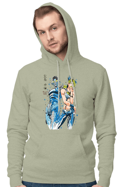 Men's hoodie with prints JOJO Jolyne Cujoh. Anime, jojo, jojo`s bizarre adventure, jojo’s bizarre adventure, jolyne cujoh, manga. 2070702