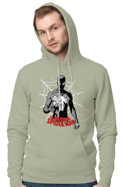 Men's hoodie with prints Spider man. Cinema, comics, marvel, marvel comics, peter parker, spiderman, superhero. 2070702