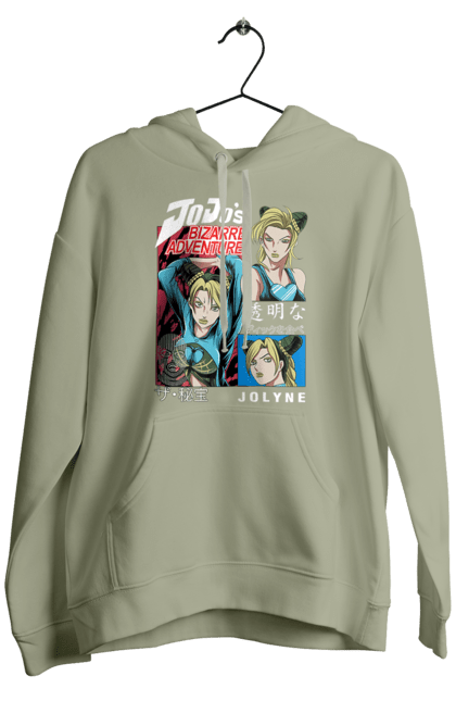 Men's hoodie with prints JOJO Jolyne Cujoh. Anime, jojo, jojo`s bizarre adventure, jojo’s bizarre adventure, jolyne cujoh, manga. 2070702