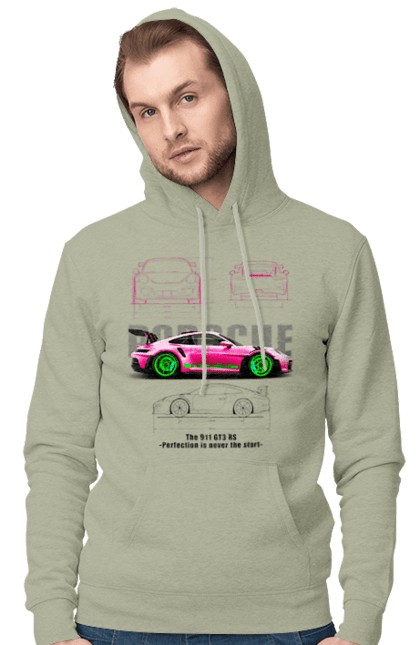 Чоловіче худі з принтом "Porsche 911 GT3 RS". Porsche, porsche 911, авто, автомобіль, порше, спорт, спортивний автомобіль. 2070702