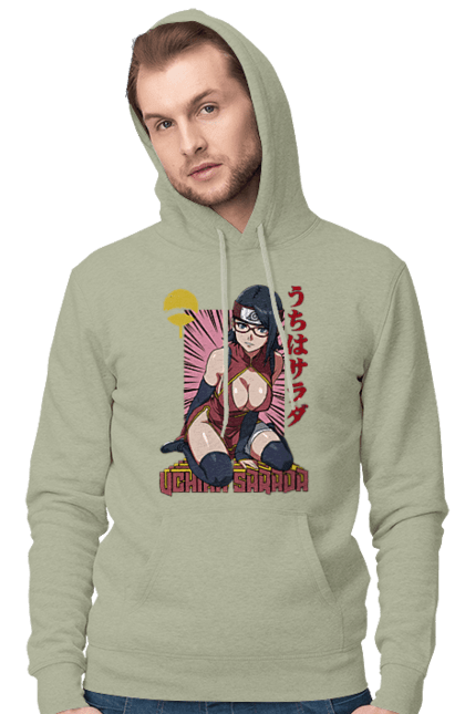 Men's hoodie with prints Boruto Sarada Uchiha. Anime, boruto, manga, sarada uchiha, tv series, uchiha. 2070702