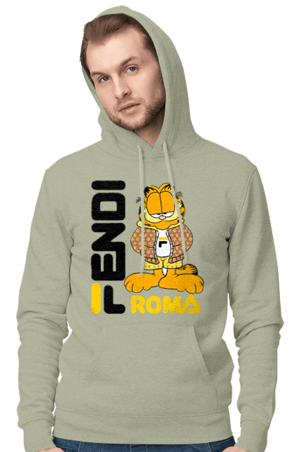 Чоловіче худі з принтом "Fendi Гарфілд". Fendi, garfield, бренд, будинок моди, гарфілд, італія, люкс, мода, сумка, фенді. 2070702