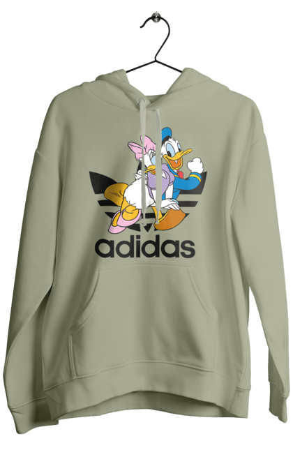 Мужское худи с принтом Adidas Дональд Дак. Adidas, daisy duck, donald duck, адидас, дейзи дак, дональд дак, мультсериал, мультфильм. 2070702