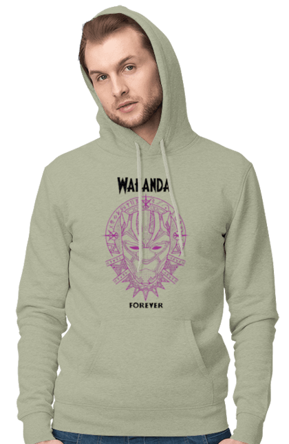 Men's hoodie with prints Wakanda Forever. Black panther, marvel, t`challa, wakanda, wakanda forever. 2070702