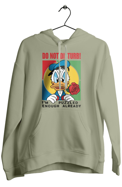 Чоловіче худі з принтом "Дональд Дак Не турбувати!". Disney, do not disturb, donald duck, дісней, дональд дак, мультсеріал, мультфільм, не турбувати. 2070702