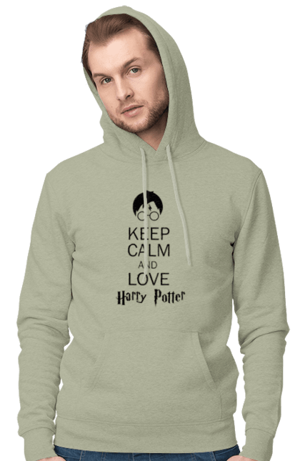 Men's hoodie with prints Keep calm and love Harry Potter. Book, franchise, gryffindor, harry potter, hogwarts, keep calm, movie. 2070702