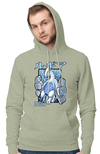 Men's hoodie with prints Pokemon Lugia. Anime, games, lugia, nintendo, pokemon, pokemon go. 2070702