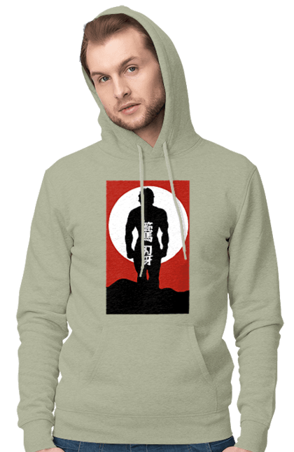 Men's hoodie with prints Hanma Baki. Anime, baki fighter, hanma baki, manga, martial arts, tv series. 2070702