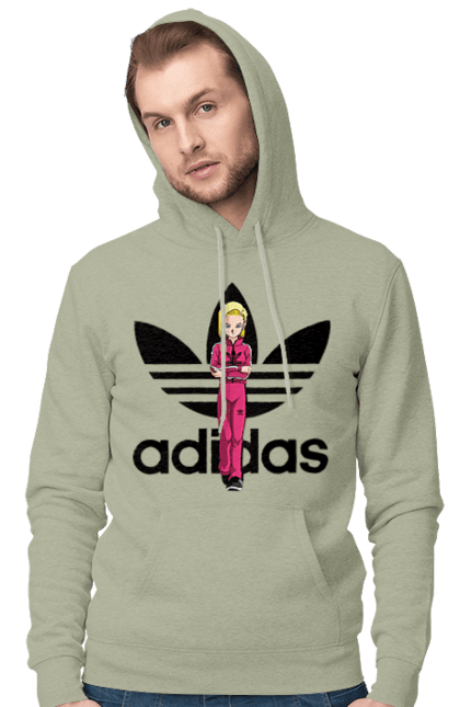 Чоловіче худі з принтом "Adidas Андроїд 18". Adidas, android 18, dragon ball, адідас, андроїд 18, аніме, вбивця, кіборг, манга, перли дракона. 2070702