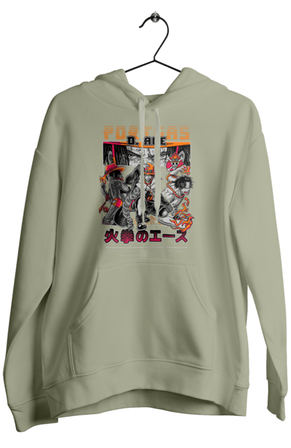 Men's hoodie with prints One Piece Portgas D. Ace. Anime, fire fist, gol d. ace, manga, one piece, portgas d. ace, straw hat pirates. 2070702