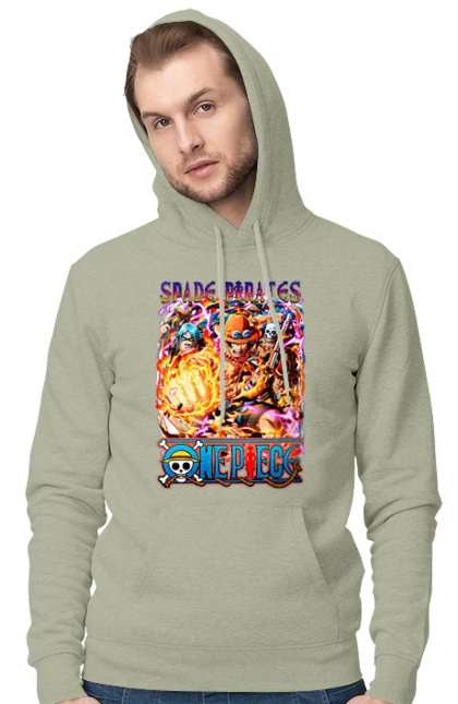 Men's hoodie with prints One Piece Portgas D. Ace. Anime, fire fist, gol d. ace, manga, one piece, portgas d. ace, straw hat pirates. 2070702