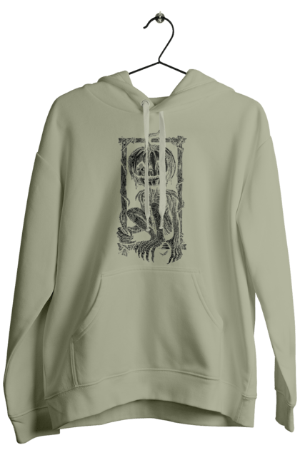 Men's hoodie with prints Scarecrow. Autumn, claws, frame, halloween, horror, pumpkin, scarecrow, skeleton, smile. 2070702