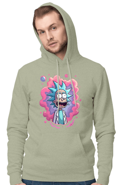 Чоловіче худі з принтом "Рік та Морті". Rick and morty, мультфільм, наукова фантастика, пригоди, рік, рік і морті, трагікомедія, чорний гумор. 2070702