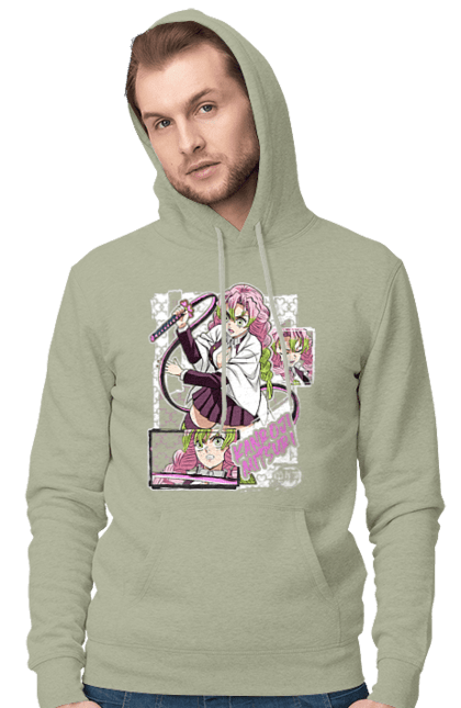 Men's hoodie with prints Demon Slayer Mitsuri. Anime, demon slayer, giyu tomioka, manga, mitsuri, mitsuri kanroji, serial. 2070702