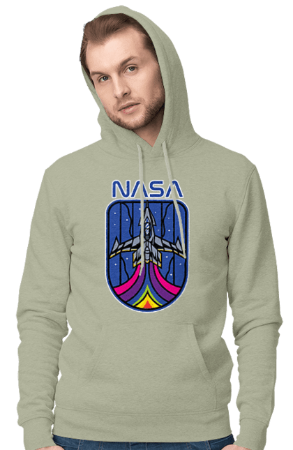 Men's hoodie with prints NASA. Aeronautics, astronautics, aviation, nasa, research, rocket, science, space, technologies, usa. 2070702