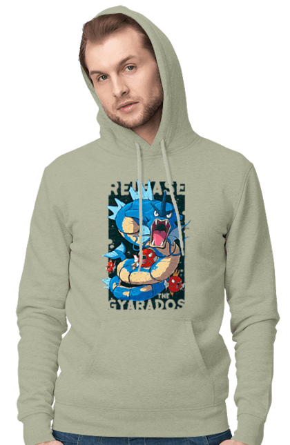 Men's hoodie with prints Pokemon Gyarados. Anime, games, gyarados, nintendo, pokemon, pokemon go. 2070702