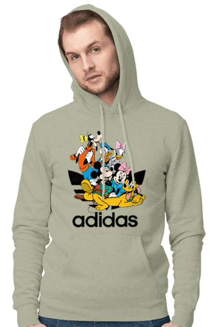 Чоловіче худі з принтом "Adidas Міккі Маус". Adidas, mickey mouse, адідас, дісней, міккі, міккі маус, мультфільм. 2070702