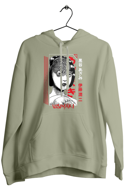 Men's hoodie with prints Uzumaki. Anime, horror, kurouzu-cho, kurozu, manga, spiral, uzumaki. 2070702