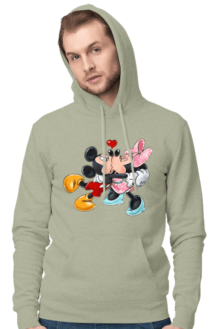 Мужское худи с принтом Микки Маус и Минни Маус. Mickey mouse, minnie mouse, дисней, микки, микки маус, минни маус, мультфильм. 2070702