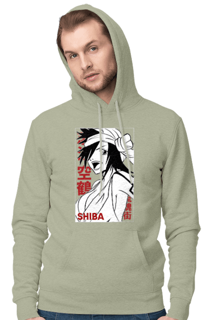 Мужское худи с принтом Блич Куукаку Шиба. Anime, bleach, kūkaku shiba, manga, аниме, блич, куукаку шиба, манга. 2070702