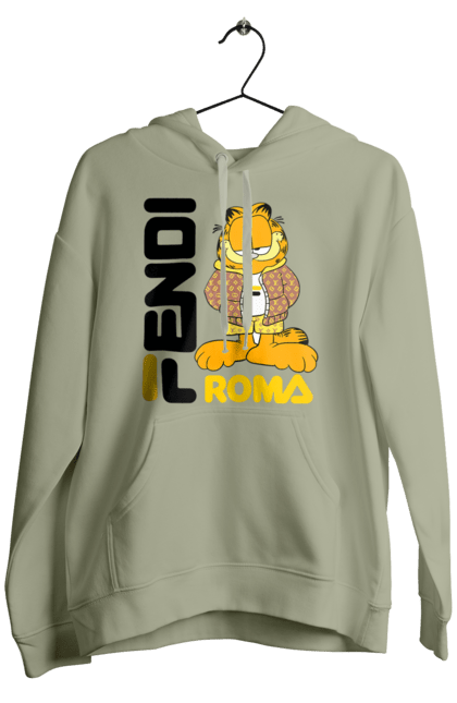 Чоловіче худі з принтом "Fendi Гарфілд". Fendi, garfield, бренд, будинок моди, гарфілд, італія, люкс, мода, сумка, фенді. 2070702