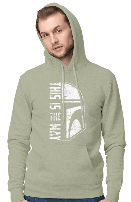 Men's hoodie with prints This is the way. Baby yoda, cinema, disney, distressed, mandalorian, mandalorian helmet, movies, star wars, television series. 2070702