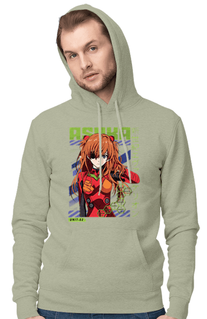 Men's hoodie with prints Evangelion Asuka. Anime, asuka, asuka langley sorry, eva 02, evangelion, eve, kaoru, manga, ray, shinji. 2070702