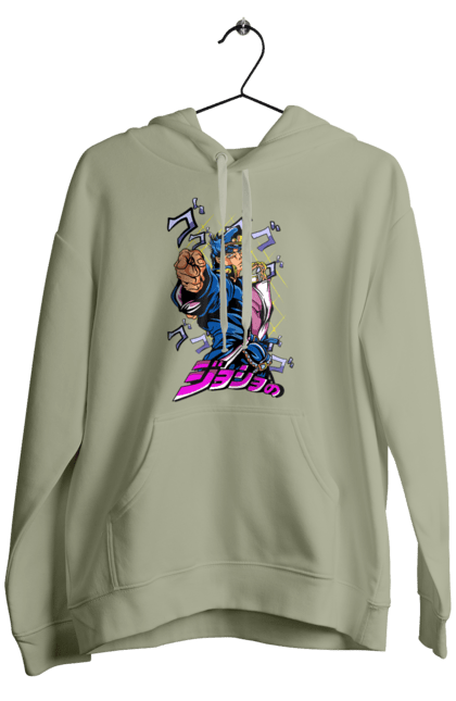 Men's hoodie with prints JOJO Jotaro. Anime, jojo, jojo`s bizarre adventure, jojo’s bizarre adventure, jotaro, jotaro kujo, manga. 2070702