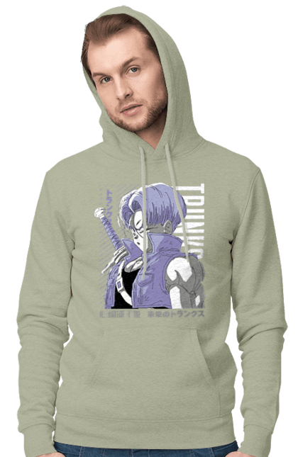 Men's hoodie with prints Dragon Ball Trunks. Anime, dragon ball, manga, trunks, tv series. 2070702